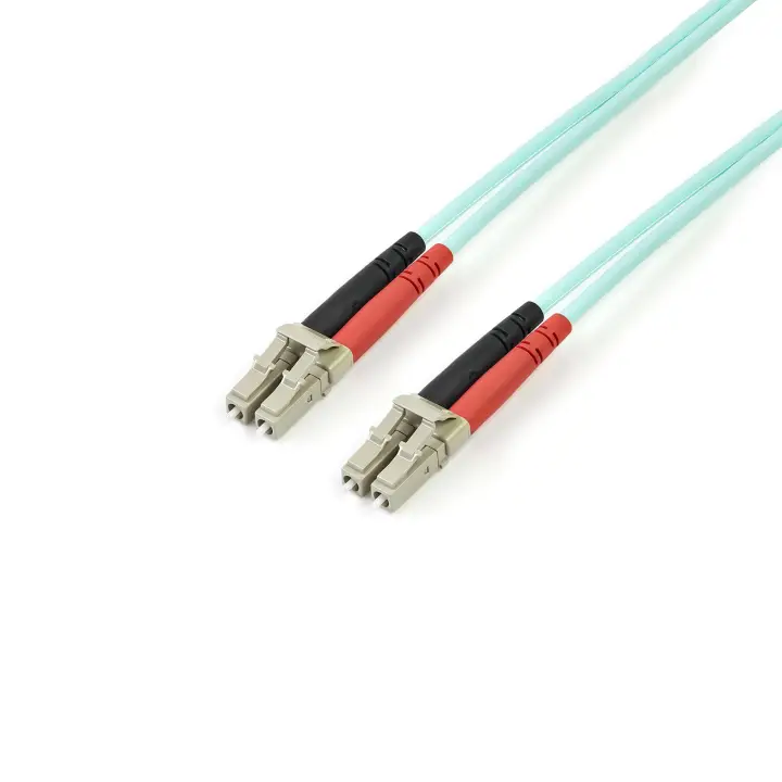 Cable de 2m de Fibra Óptica Multimodo OM3 LC a LC UPC - Full Duplex 50/125µm - para Redes de 100G - LOMMF/VCSEL - Pérdida Baja al Insertar <0.3dB - Cable LSZH