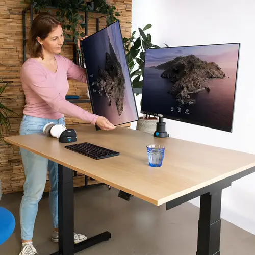 Brazo de monitor R-Go Caparo Dual para dos monitores capacidad de carga de 3-9kg, ajustable con resorte de gas, circular - Imagen 4