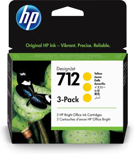 Paquete de 3 cartuchos de Tinta DesignJet 712 amarillo de 29 ml - Imagen 1