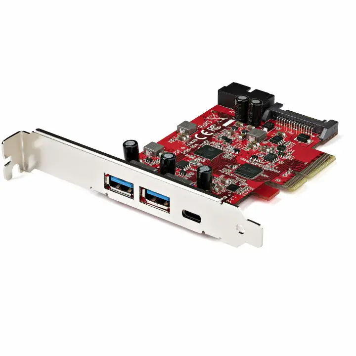 Tarjeta PCIe de 5 Puertos USB -Tarjeta PCI Express USB 3.2 Gen 2 (10Gbps)con 1 Puerto USB-C y 2 Puertos USB-A - 1 Terminal IDC de 2 puertos -Tarjeta Controladora PCI Express USB Tipo C