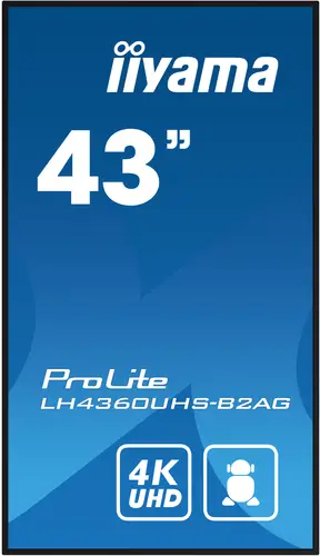LH4360UHS-B2AG pantalla de señalización Pizarra de caballete digital 108 cm (42.5") LED Wifi 500 cd / m² 4K Ultra HD Negro Procesador incorporado Android 11 24/7 - Imagen 2