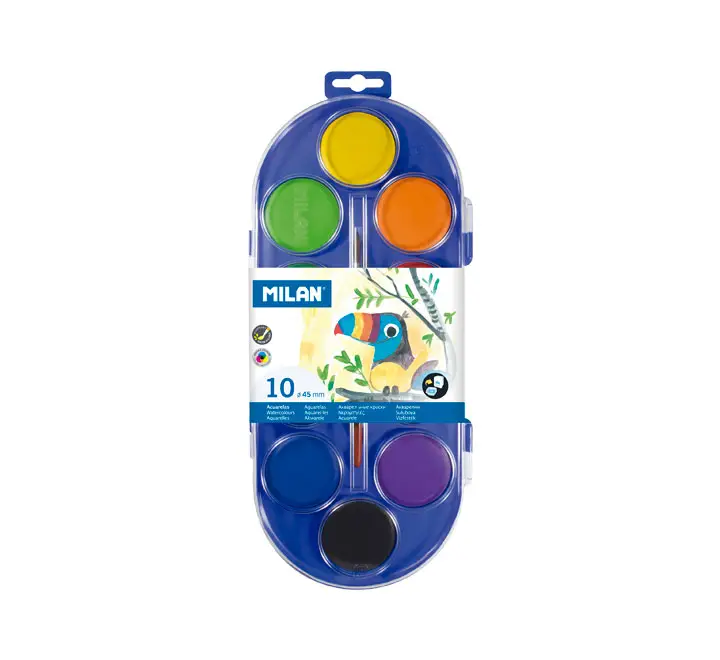 ESTUCHE 10 ACUARELAS 45MM 1 PINCEL MILAN 80009