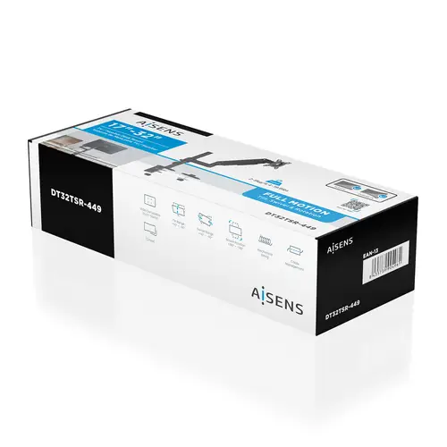 AISENS Soporte de Mesa Eco Contrapeso Giratorio e Inclinable para Monitor TV 9kg  3 Pivotes  1 Brazo  de 17 32  Negro - Imagen 6