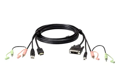 Cable KVM HDMI a DVI-D USB con audio de 1,8 m - Imagen 1