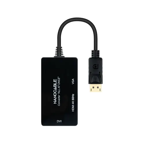 Conversor DISPLAYPORT a HDMI/DVI/VGA, 20 cm, Negro - Imagen 2
