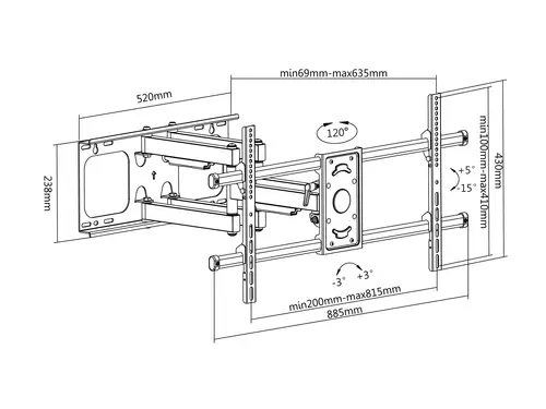 650324 Soporte de pared para TV inclinable/giratorio de 37"-90 - Imagen 10