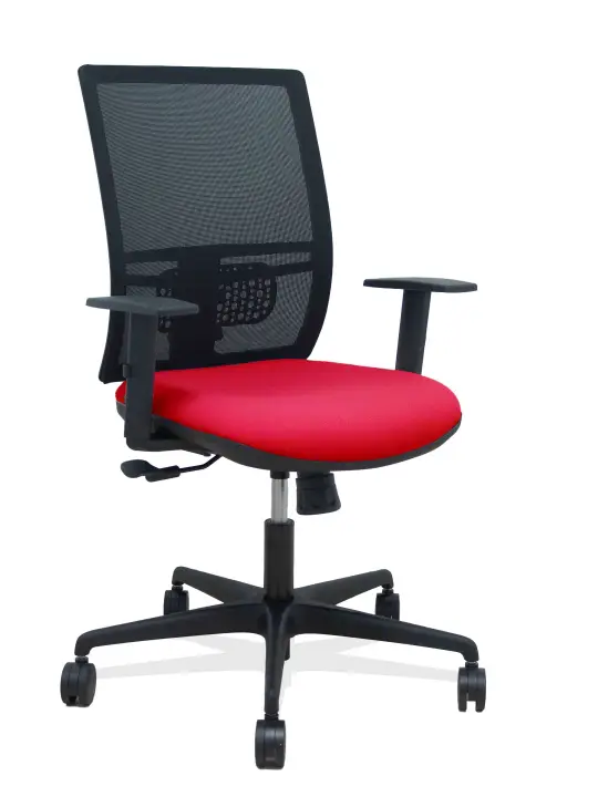 Silla Yunquera sincro malla negra bali rojo brazo regulable