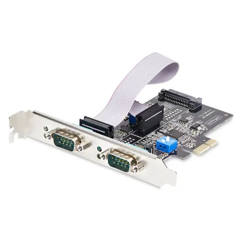 Tarjeta Serie PCIe de 2 Puertos - Tarjeta Serial PCI Express de 2 Puertos DB9 RS232/RS422/RS485 -Incluye Brackets de Perfil Bajo - UART 16C1050 - Win/Linux - TAA - Protección ESD Nivel 4 - Imagen 1