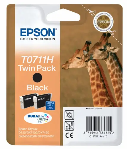 Giraffe Doble juego de cartuchos Negro T0711H Tintas DURABrite Ultra - Imagen 2