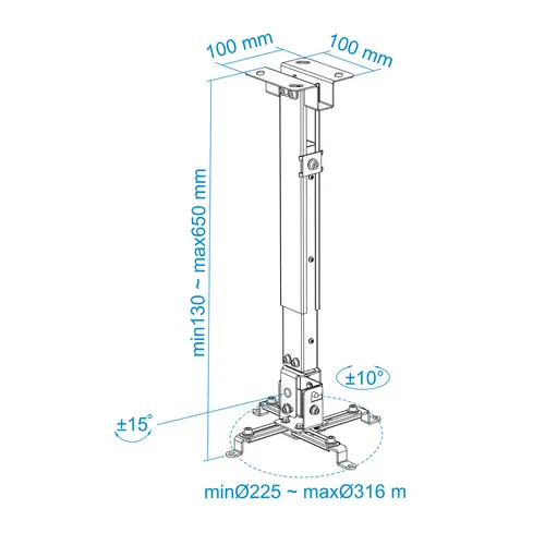 SOPORTE UNIVERSAL INCLINABLE DE TECHO PARA PROYECTOR NEGRO - Imagen 7
