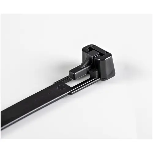 Bridas reutilizables de 15cm para cables - 7 mm de ancho, 35 mm de diámetro, soportan 22 kg de tensión, de nylon, para interior/ext., 94V-2/UL, paquete de 100 - negras - Imagen 2