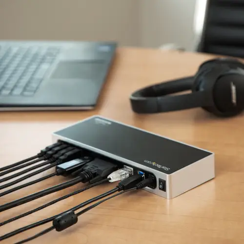 Replicador de Puertos USB 3.0 - Docking Station de Portátil para Dos Pantallas con Vídeo HDMI & DVI/VGA - Ladrón Hub de 6 Puertos USB 3.1 Gen 1 5Gbps, GbE y Audio - Dock Universal Tipo A - Win Mac - Imagen 7