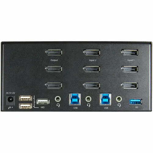 Switch Conmutador KVM de 2 Puertos DisplayPort 4K para 3 Monitores - Vídeo de 4K y 60Hz Ultra HD - HDR - Hub Ladrón USB 3.0 de 2 Puertos y 4 Puertos USB 2.0 HID - Audio - HotKey - TAA - Imagen 4