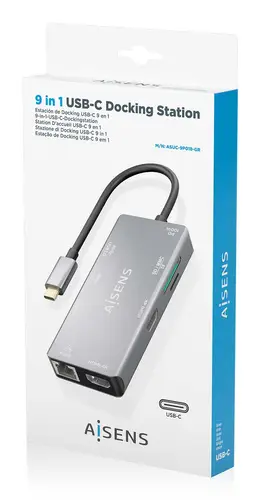 USB-C Dock 9 En 1, USB-C a 2xHDMI, 1xRJ45, 2xUSB-A USB3.0, 1xUSB-A USB2.0, 1xUSB-C PD, 1xSD, 1xMicro SD, Gris, 15cm - Imagen 7