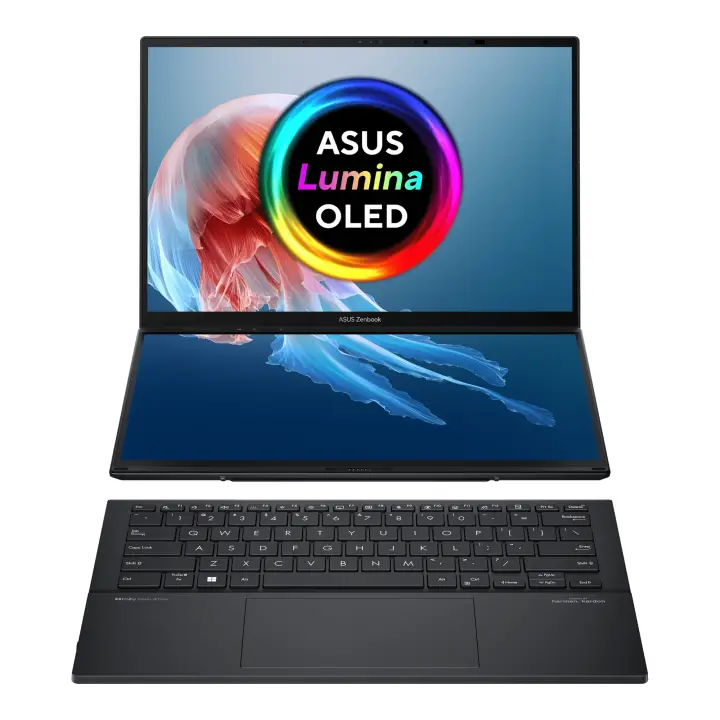 Zenbook Duo OLED UX8406MA-QL396W - Ordenador Portátil 14" WUXGA (Intel Core Ultra 9 185H, 32GB RAM, 1TB SSD, Arc Graphics, Windows 11 Home) Gris Tintero - Teclado QWERTY español