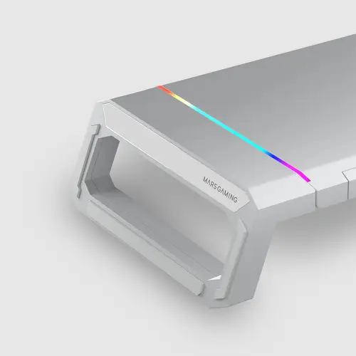 MGS-ONE Blanco, Soporte Monitor RGB Chroma, Tamaño Ajustable, Soporte Smartphone y Tablet, USB 2.0 Frontal - Imagen 3