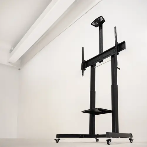 AQUILES Soporte de Suelo con Ruedas con Regulación de Altura para Pantallas 60"-100", Negro - Imagen 7