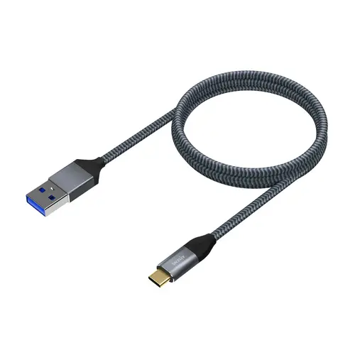 Cable USB 3.1 Gen2 Aluminio 10Gbps 3A, Tipo USB-C/M-A/M, Gris, 0.5M - Imagen 2
