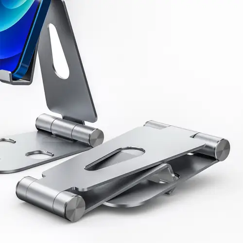 Soporte De Sobremesa Tamaño XL Ajustable (2 Pivotes) Para Movil / Tablet, Plata - Imagen 3