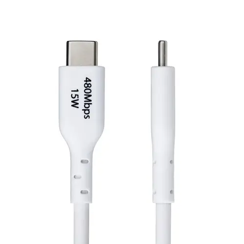 Cable de Carga USB-A a USB-C Blanco de 2m - Cable de Carga USB Tipo C - Carga Rápida de 3A - Cable de Transferencia de Datos USB 2.0 - TPE - Imagen 3