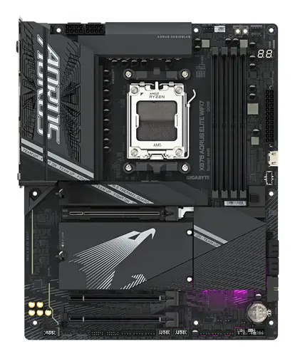 X870 AORUS ELITE WIFI7 Placa Base - Compatible con CPUs AMD Ryzen 9000, 16+2+2 fases VRM, hasta 8000MHz DDR5 (OC), 3xPCIe 5.0 + 1xPCIe 4.0, Wi-Fi 7, LAN 2.5GbE, USB 4 - Imagen 2