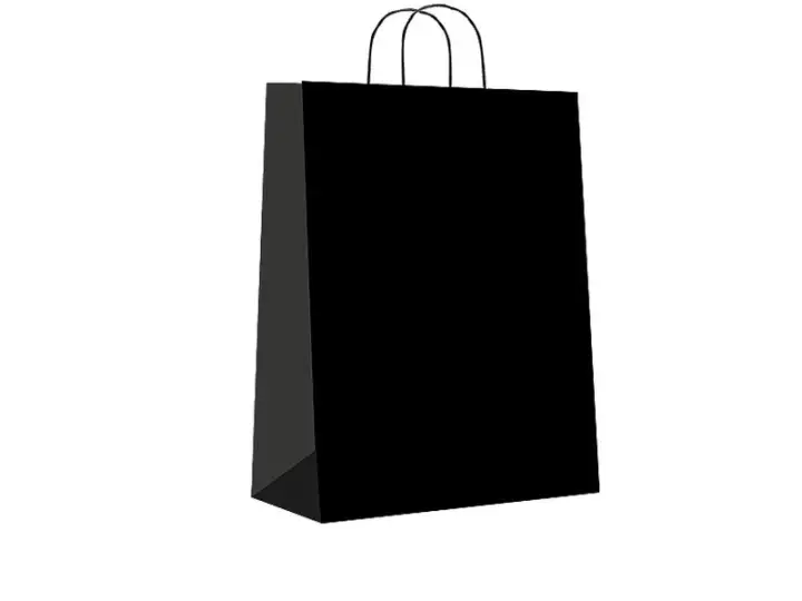 Paq.25 bolsas papel asa retorcida formato l 32+14x40cm 90gr negro 02004042