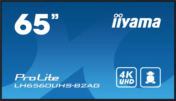 LH6560UHS-B2AG pantalla de señalización Pizarra de caballete digital 165,1 cm (65") LED Wifi 500 cd / m² 4K Ultra HD Negro Procesador incorporado Android 11 24/7
