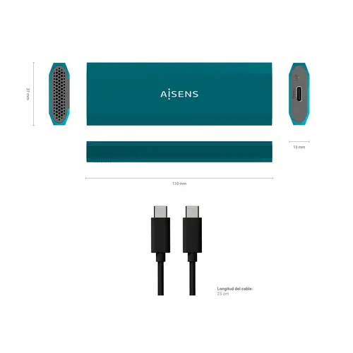 Caja Externa M.2 (NGFF) ASM2-019BLU SATA/NVMe a Usb3.1 Gen2, Azul - Imagen 3