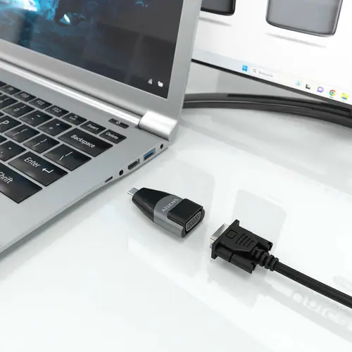 Adaptador Conversor Aluminio USB-C a VGA, USB-C/M-HDB15/H, Gris - Imagen 5