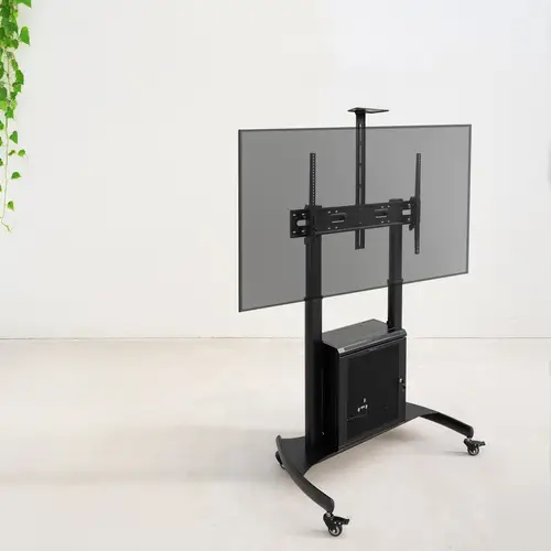 NARNIA Soporte de Suelo con Armario Multiusos + Accesorios Rack para Pantallas 60"- 100", Negro - Imagen 7