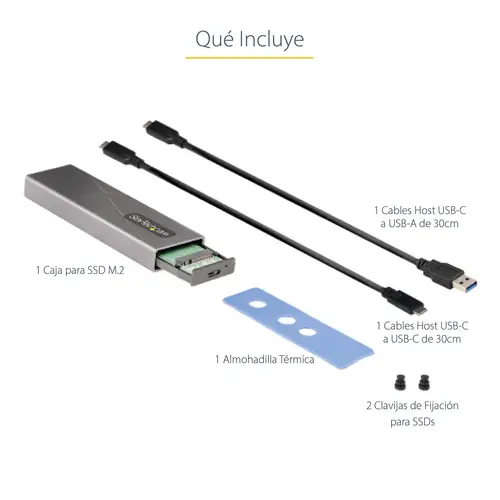 Caja Externa de Aluninio USB-C 10Gbps a NVMe M.2 o SSD M.2 SATA - Sin Herramientas para SSD M.2 NGFF PCIe/SATA - con Cables USB Tipo C o USB-A - 2230/2242/2260/2280 - Imagen 15