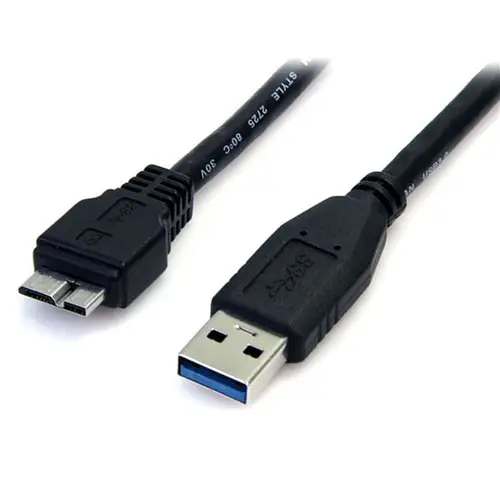 Cable 50cm USB 3.0 Super Speed SS Micro USB B Macho a USB A Macho Adaptador - Negro - Imagen 1