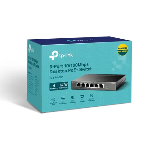 TL-SF1006P switch No administrado Fast Ethernet (10/100) Energía sobre Ethernet (PoE) Negro - Imagen 3