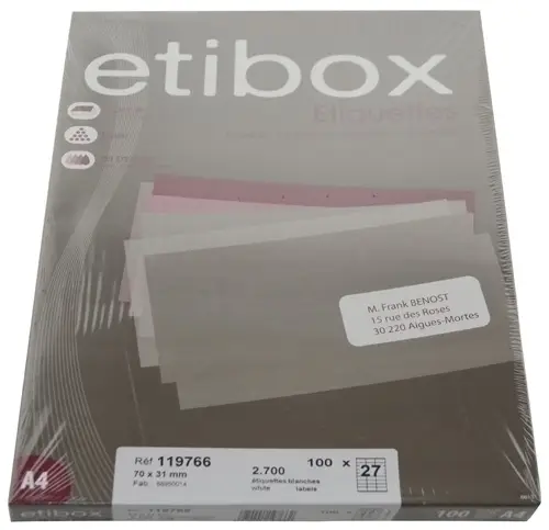 ETIQUETAS ADH.IMPR. ETIBOX A4 BLANCA CAJ