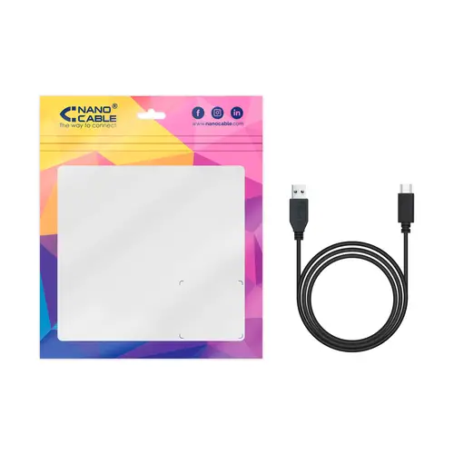 Cable USB 3.1, Gen2 10 Gbps 3A, tipo USB-C/M-A/M, Negro, 2 m - Imagen 4