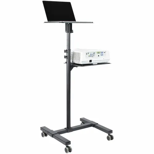 Soporte Móvil para Proyector y Ordenador Portátil - Carrito de Servicio Pesado para Proyector (2 Estantes) - de Altura Ajustable para Presentaciones - con Ruedas Bloqueables - Imagen 4
