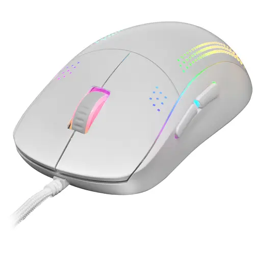 MMPROW, Ratón Ambidiestro Ultra-Ligero, RGB Chroma, Óptico 32000 DPI, Blanco - Imagen 1
