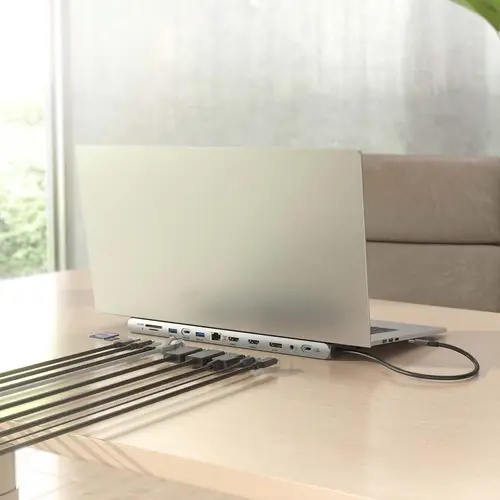 USB-C Dock 12 en 1, USB-C a 2xHDMI, 1xDisplayPort, 1xRJ45, 3xUSB-A, 1xUSB-C, 1xUSB-C PD, 1xSD, 1xMicro SD, 1xAudio, Gris, 30cm - Imagen 5