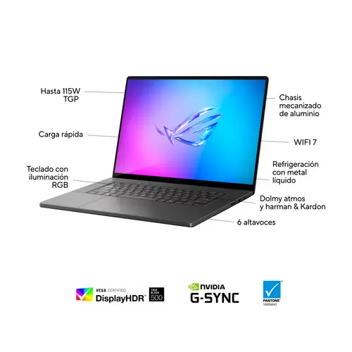 ROG Zephyrus G16 OLED GU605CX-QR113W - Ordenador Portátil Gaming de 16" WQXGA 240Hz (Intel Core Ultra 9 285H, 64GB RAM, 2TB SSD, NVIDIA GeForce RTX 5090 24GB, Windows 11 Home) Gris Eclipse - Teclado QWERTY español - Imagen 4