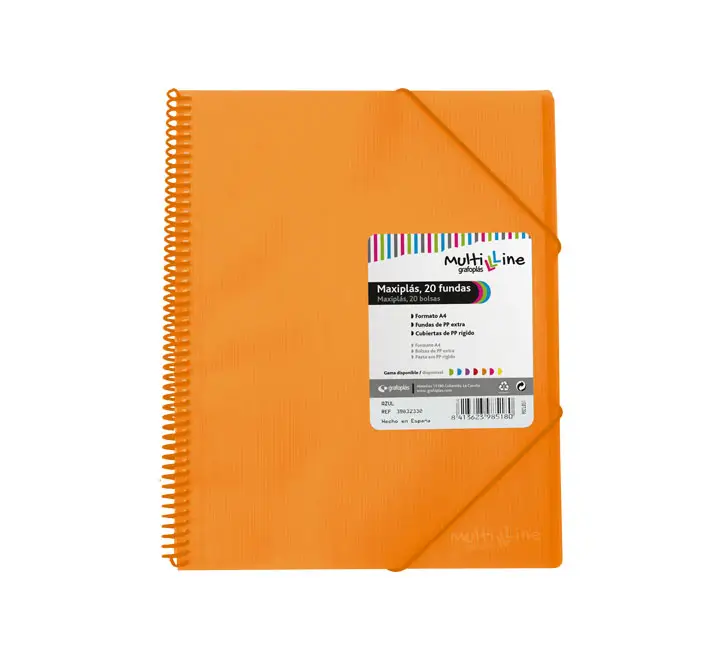 CARP. GRAFOPLAS 20 FUNDAS MAXIPLAS C/ESPIRAL NARAN