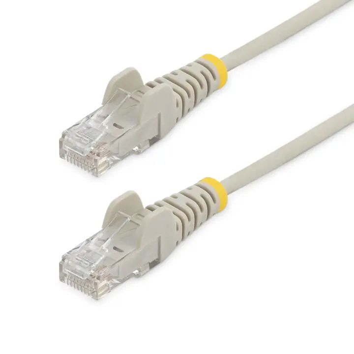 Cable Cat6 de 2m - Delgado - con Conectores RJ45 sin Enganches - Gris