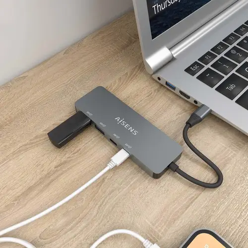 Hub USB 3.2 Gen2 10G USB-C, USB-C/M-2xUSB-C/H-2xUSB-A/H, Gris, 15cm - Imagen 4