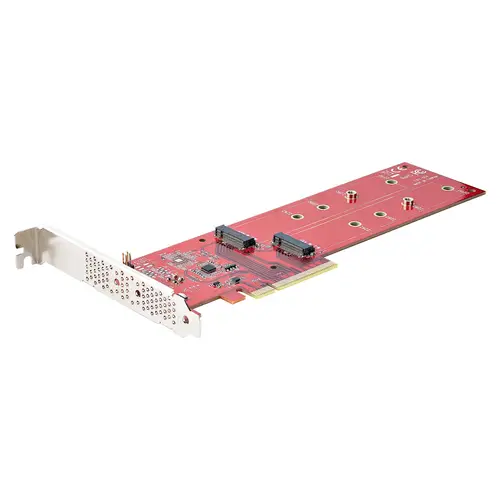 Tarjeta PCIe Adaptadora para 2 SSDs M.2, PCI Express x8 o x16 a NVMe Doble o SSDs M.2 AHCI, PCI Express 4.0, 7,8Gbps por Unidad con Bifurcación - Windows o Linux - Imagen 1