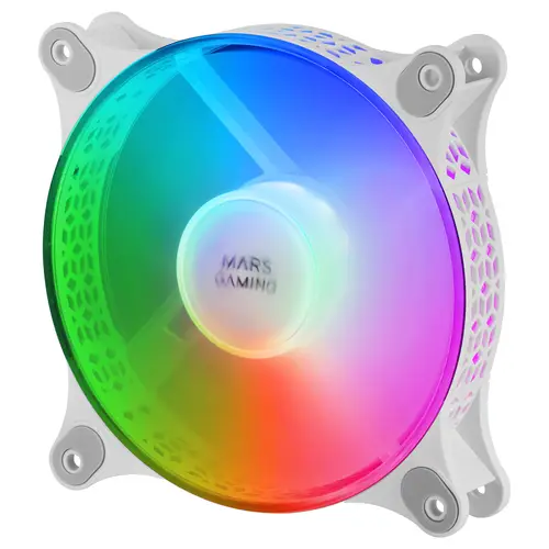 MFDUO, Kit 2 Ventiladores FRGB Rainbow 360°, Ultra-silencioso, Doble Conexión 3PIN + 4PIN, Blanco - Imagen 3