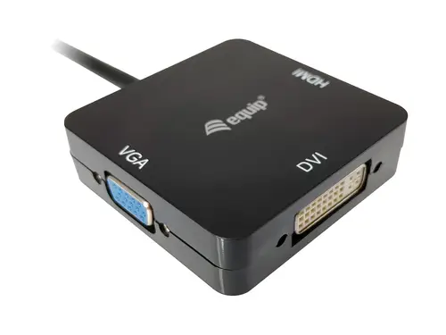 133439 adaptador de cable de vídeo 0,15 m Mini DisplayPort DVI-D + VGA (D-Sub) + HDMI Negro - Imagen 3