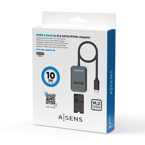 USB-C Dock M.2 (NGFF) ASUC-M2D012-GR SATA/NVMe A USB3.1 Gen2, Gris - Imagen 4