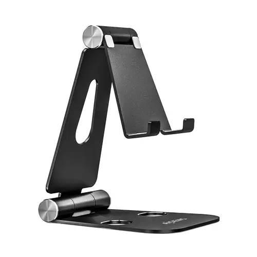 Soporte De Sobremesa Tamaño XL Ajustable (2 Pivotes) Para Movil / Tablet, Negro - Imagen 1