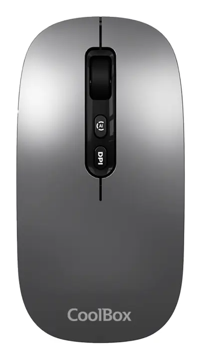 Ratón W02 IA Gris plata Inalámbrico Recargable 500 mAh RF+BT 5.0/3.0 1600 Dpi Copilot SilentClick