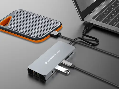 DONN22G base para portátil y replicador de puertos Alámbrico USB 3.2 Gen 2 (3.1 Gen 2) Type-C Gris - Imagen 6