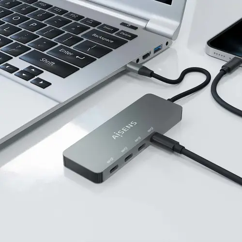 Hub USB 3.2 Gen2 10G USB-C, USB-C/M-4xUSB-C/H, Gris, 15cm - Imagen 5